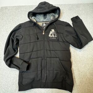 Matix Padded Quilted Full Zip Hoodie Black Logo Graphic Hooded Sweatshirt Mens M